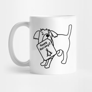 Cute Dog says Happy Holidays Christmas Minimal Mug